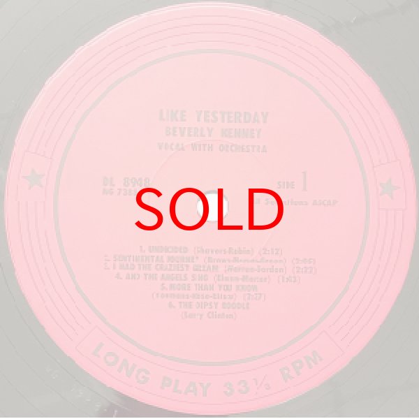 画像2: BEVERLY KENNEY -  LIKE YESTERDAY (2)
