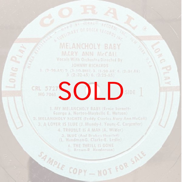 画像2: MARY ANN McCALL -  MELANCHOLY BABY (2)