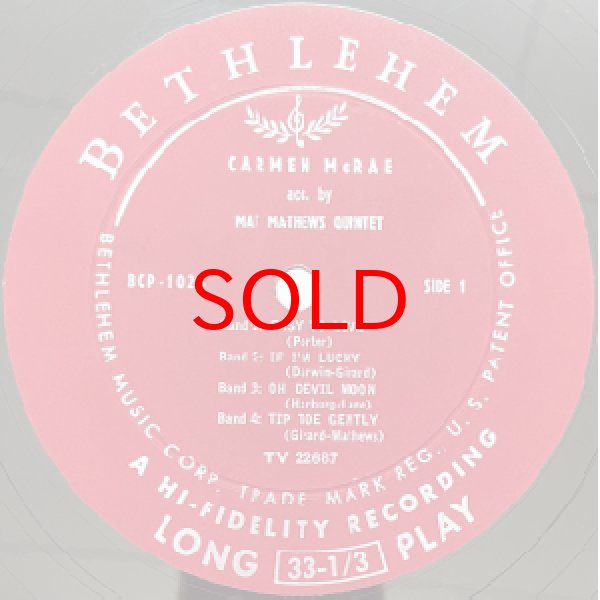 画像2: CARMEN McRAE -  WITH MAT MATHEWS QUARTET AND TONY SCOTT QUARTET 【10INCH】 (2)