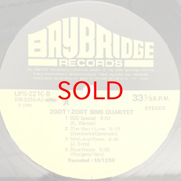 画像2: ZOOT SIMS QUARTET -  ZOOT (2)