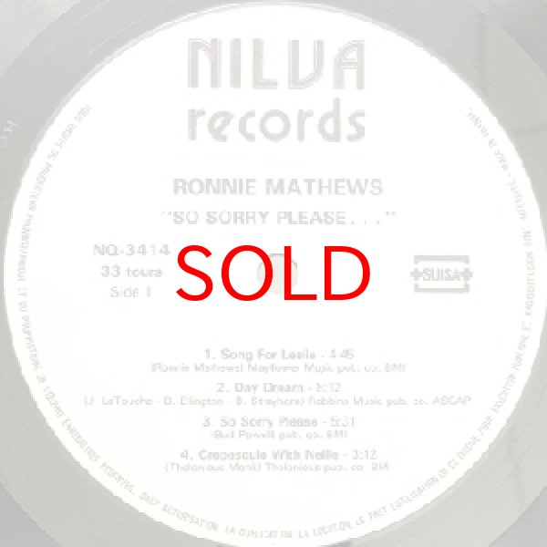 画像2: RONNIE MATHEWS -  SO SORRY PLEASE・・・ (2)