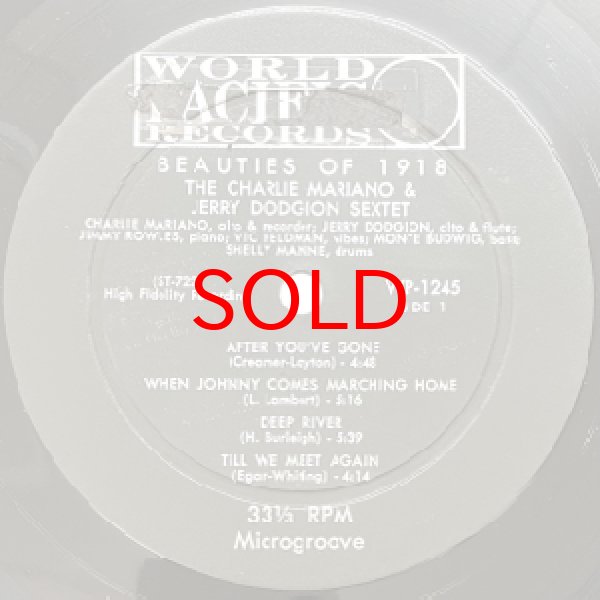 画像2: CHARLIE MARIANO & JERRU DODGION SEXTET -  BEAUTIES OF 1918 (2)