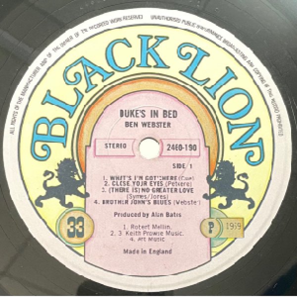 画像2: BEN WEBSTER -  DUKE'S IN BED ! (2)