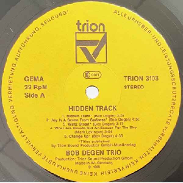 画像2: BOB DEGEN TRIO -  HIDDEN TRACK (2)