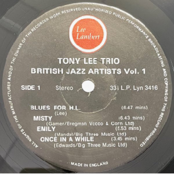 画像2: TONY LEE TRIO -  BRITISH JAZZ ARTIST VOL.1 (2)