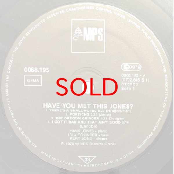 画像2: HANK JONES TRIO -  HAVE YOU MET THIS JONES ? (2)