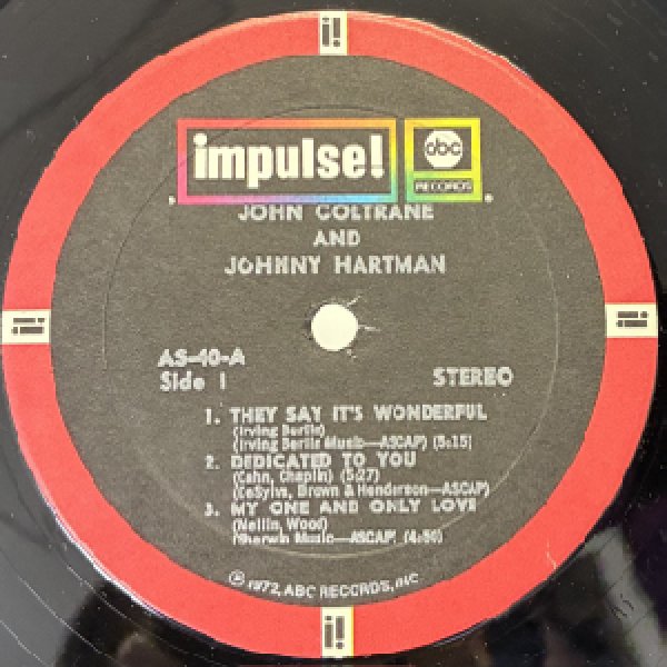 画像2: JOHN COLTRANE AND JOHNNY HARTMAN -  S / T (2)